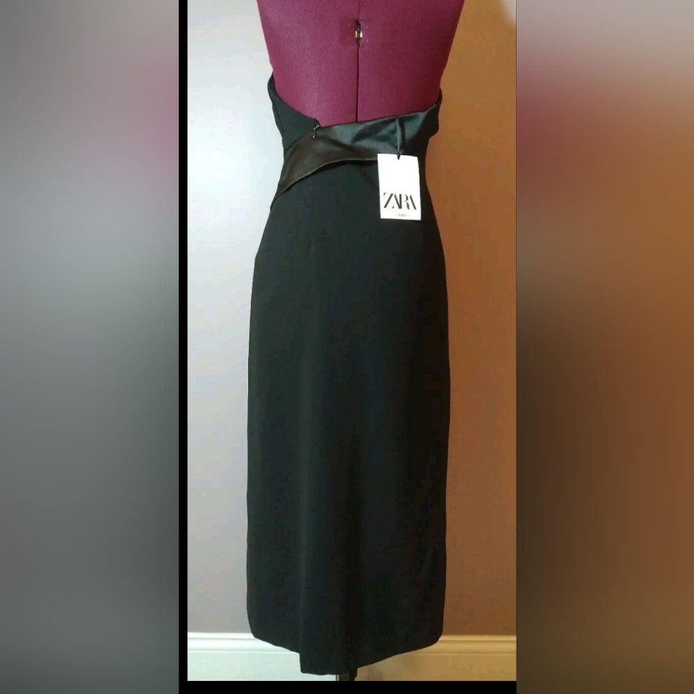 Zara Black Asymmetrical Halter Dress with Lace Inset - Picture 9 of 9